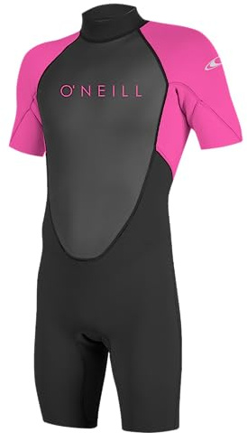 O'NEILL Unisex Child Youth Reactor-2 2mm Back Zip S/S Spring Wetsuits, Black/Berry, 12 US