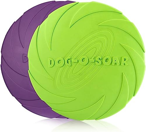 PETCUTE Frisbees pour Chien, 2 PCS Frisbee de Chien, Jouet Interactif Frisbee, Disque Volant en Caoutchouc pour Jeux Sport Exercice Activité et Jeu en Plein, pour Grand Et Moyens Chiens,ø 18 cm