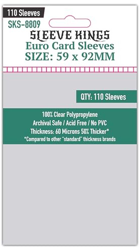 Sleeve Kings Euro Card Sleeves (59 x 92 mm) - 110 Pack, 60 Microns