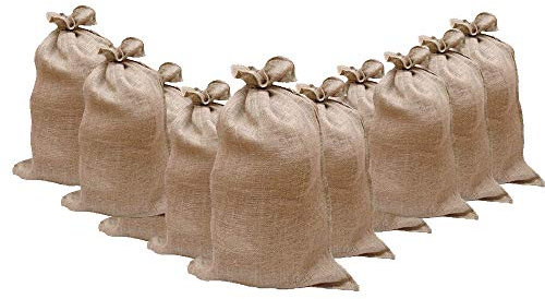 10x Brandengel® Hochwasser Sandsäcke Jute Beutel 30x60cm inkl. Verschlussband THW Feuerwehr Hochwassersäcke Sandsack zum befüllen mit Bausand Beschwerung Wassersperre wiederverschließbar