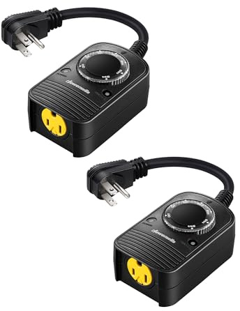 DEWENWILS Outdoor Light Timer - Dusk to Dawn Sensor, Weatherproof for Christmas, 10A, 1/2 HP, UL Listed, 2 Pack