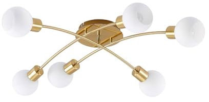 Lindby Deckenlampe Agmar (Modern) in Gold/Messing aus Metall (6 flammig, E14) - Deckenleuchte Lampe Wohnzimmerleuchte