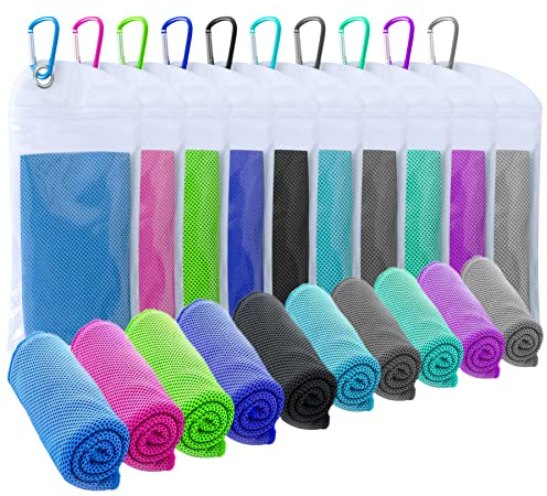 SZELAM Cooling Towels for Summer Heat Weather,Soft Breathable Quick Dry Sweat Towel,40 inchx12 inch Ice Chilly Towel for Yoga Gym Workout Outdoor Camping Travel & More Activities (10 Packs)