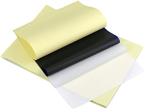 Smlper Transferpapier Tattoo Papier,Tattoo Stencil,25 Blatt Blaupause Papier Tattoo,Matrizenpapier für Tattoo für Freihändig Und Thermodrucker