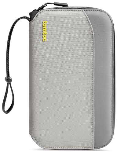 tomtoc Reisepass Tasche für 4 Reisepässe, Reisepasshülle Organizer Tasche Passport Holder mit SIM-Kartenhalter und Eject Pin, RFID-Schutz, Kartenfach, Ausweistasche für Familie, Reise