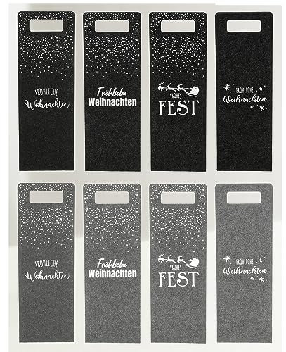 8 Flaschentüten für Wein aus Filz Fröhliche Weihnachten Frohes Fest Rentier Schnee Geschenktasche Flaschentasche