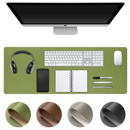 Dizzy Balloon Schreibtischunterlage, PU-Leder, rutschfeste Schreibtischunterlage für Tastatur und Maus, Mauspad, Schreibunterlage für Büroarbeit/Zuhause (Grün, 80 x 30 cm)