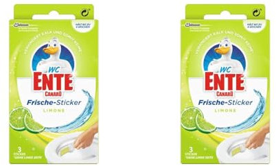 WC Ente Frische-Sticker, körbchenloser WC Spüler, bis zu 4 Wochen, Limone Duft, 2er Pack (1 x 27 g)