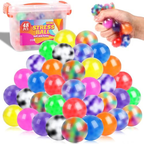 VISCOO 48 Pack Stress Balls for Adults, Squeeze Balls for Anxiety Relief, Soft Palm-Sized Pressure Balls, Durable Relaxation Set for Adults