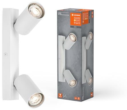 LEDVANCE LED SPOT OCTAGON 2 x 3,4W, GU10, 460lm, weiß, 2.700K Farbtemperatur, warmweiße Lichtfarbe, zeitloses Design, austauschbare LED-Lampe, ideal für Innenräume, CRI 90, verstellbare Köpfe