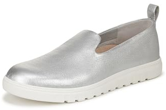 Vionic Womens Uptown Willa Slip-On Flats Medium Fit UK 5, Silver Metal Leather