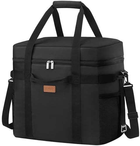 Lifewit Kylväska 40L, Stor Isolerande Kylbox, Lunchväska Herr Dam för Måltider, Bärbar Kylväska med Flera Handtag för Picknick, Camping, Grill, Svart