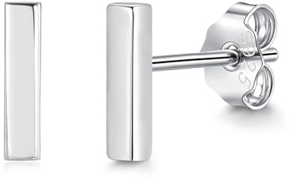 Zolkamery Pendientes de tuerca de plata de ley 925, pequeños aretes de cruz y barra, mini aretes de plata para mujer, chapados en oro neutro, hipoalergénicos, aretes para dormir para niñas, hombres y