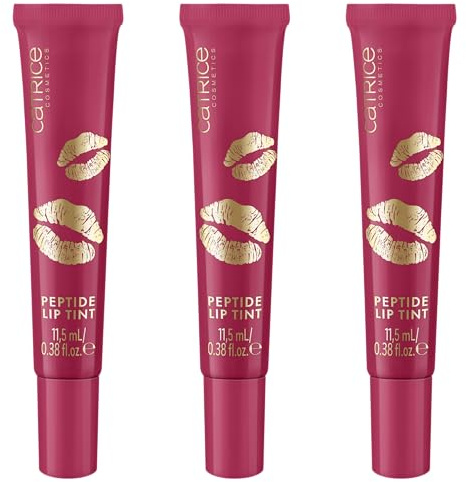 Catrice KISS & GLOW Peptide Lip Tint, Lipgloss, Nr. C03, Rot, volumengebend, glänzend, vegan, ohne Parabene, ohne Mikroplastikpartikel, Nanopartikel frei, 3er Pack (3x11.5ml)