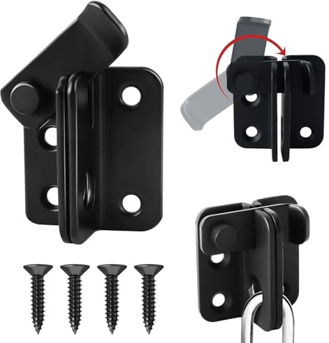 Cerradura de pestillo 2 en 1 de acero inoxidable con cerradura y orificio para cerradura: robusta cerradura de rosca para ventanas, puertas y portones de jardín (negra, 45 mm) | Cerrojo para portones