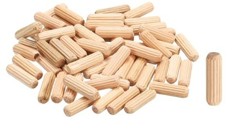 sourcing map Lot de 120 chevilles droites cannelées en bois de 6 mm x 20 mm pour travaux manuels, meubles, bricolage