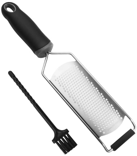 Rallador De Limón, Rallador De Queso De Alta Resistencia, Acero Inoxidable Con Cepillo De Limpieza, Apto Para Lavavajillas, Adecuado Para Queso, Limón, Ajo, Nuez Moscada, Chocolate, Cítricos (Grande)