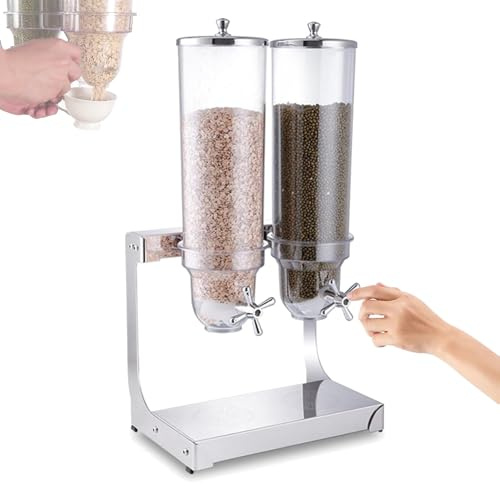 WHIPIN Distributore di cereali da banco, dispenser di frutta secca in acciaio inox da 7 l/10,5 l, contenitori per cereali da banco con base antiscivolo, per contenere frutta secca, legumi(7L)