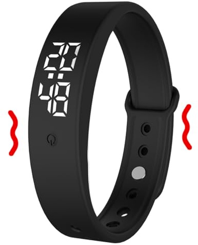 Licsaliwe Vibrerande larm armband tyst väckning, uppladdningsbart vattentätt larmarmband med vibrationspåminnelse för de som sover tungt (svart)