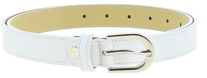 FASHIONGEN - Cintura donna in Vera Pelle di vacchetta Pieno Fiore, Cintura donna per jeans, Vestito, Pantaloni, LUNA - Bianco, 105