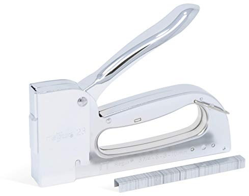 REGUR 23 Handtacker - präziser Profi-Tacker inkl. 5000 Stück Regur Typ 37/8mm Feindraht-Klammern zur Befestigung von Stoffen, Polsterarbeiten, Holz-Etikettierung u.v.m.