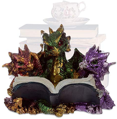 mtb more energy Deko Drache Figur ''Märchenzeit'' - 11x8x8cm - 3 lesende Babydrachen - Dekoration Wohnen Kinderzimmer Geschenk