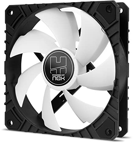 NOX XTREME PRODUCTS H-FAN PRO -NXHUMMERHFANPROWN- Ventilador para Caja PC 120mm, funcion PMW, 7 aspas, rodamientos hidráulicos, diseño silencioso optimizado, esquinas soporte goma, Blanco Pmw