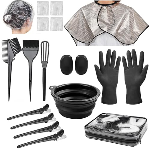 Xarchy Kit professionale per la colorazione dei capelli, 19 pezzi, con spazzola per tintura, ciotola per il colore dei capelli, fermagli per capelli, applicatore, paraorecchie per evidenziare e