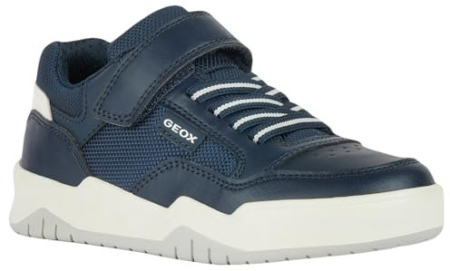 Geox J Perth Boy E Sneaker, Navy/White, 32 EU