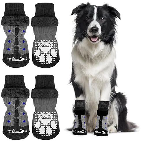 SlowTon Calcetines Antideslizantes para Perros, Protector de Patas para Pisos de Madera de pavimento Caliente, Pinzas Ajustables para Perros pequeños, medianos y Grandes para