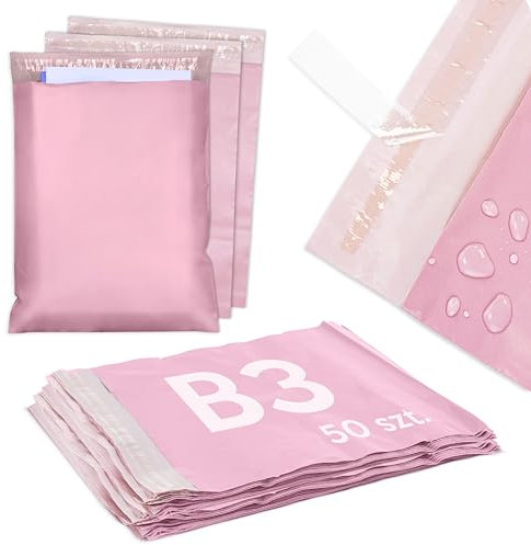 AllBags 50 Versandbeutel Plastik Poly-Versandtasche, Versandumschläge Postbeutel für die Verpackung selbstklebend und blickdicht Versandtüten aus Plastik (B3 400x500mm ROT)