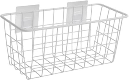 perfk Cesta de Alambre Colgante de Metal, Cesta Colgante de Pared, Soporte Organizador Resistente para Montaje en Pared en Puerta para Cocina, Blanco