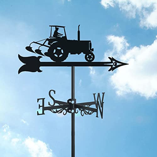 Veleta de Metal para huerto, Granja, Veleta Negra con Forma de Granjero, indicador de dirección para Techo al Aire Libre, Montaje en jardín, decoración de Patio, Tractor agrícola