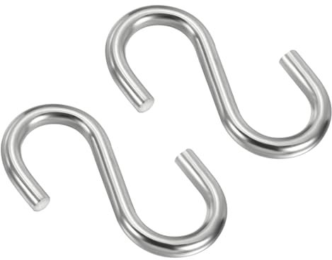 PATIKIL S Hooks, 2 Pack 2.6 Inch 304 Stainless Steel Multipurpose Hook for Hanging Hammock Stand Swing Plants Garage Workshop Utility Use, Silver Tone