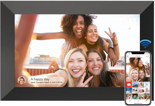 YUUTY WLAN Digitaler Bilderrahmen, 10,1 Zoll 32GB Elektronischer Bilderrahmen, 1280x800 HD IPS LCD Touchscreen Foto Rahmen, Automatische Rotation, Teilen Sie Fotos Sofort Von überall Aus