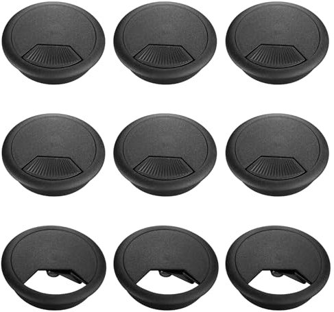 Gentpovth 9 Piezas Tapa Pasacables 60mm, Tapa Pasacables Encastrable, Ojal de Cable de Escritorio Cubiertas Redondo Plástico para Mesa Oficina Escritorio Computadora Gestión de USB Alambre Cable
