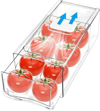 HEKOBAG Boîte Rangement Frigo Tiroir Rangement Frigo Transparent 30*14*11cm Organisateur de Tiroir de Réfrigérateur avec Trous Respirants Boite Rangement Frigo Transparent pour Fruit, Légume, Viande