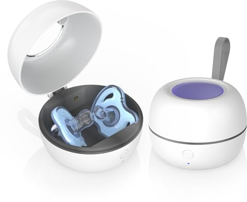 Zyntieu Portable Pacifier Sanitizer, UV Light Sanitizer Box, 99.99% Cleaned in 3 Minutes, 90 Disinfection Cycles, USB Rechargeable, Baby Pacifier Sanitizer On the Go (Large White)