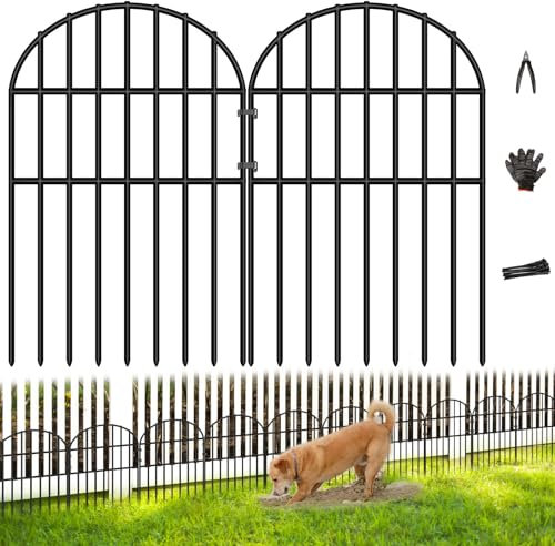 27ft (L) X 17in (H) No Dig Fence, 25 Panels Garden Fence Animal Barrier, 1.25 in Gap Rustproof Metal Dig Defense Edging Border, Dog Rabbits Blocker for Outdoor Yard