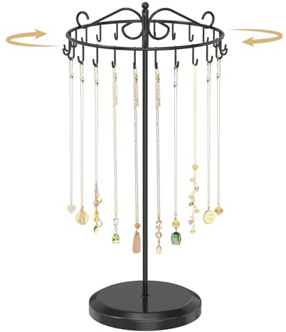 TANOSAN Kettenständer Schmuck Organizer mit 24 Haken, einlagig, Schwarz