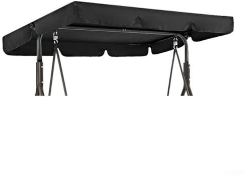 Cubierta superior para columpio de jardín, cubierta impermeable para asiento de columpio de jardín, resistente al viento y anti-UV, toldo de repuesto para patio (negro, 195 x 125 x 15 cm)