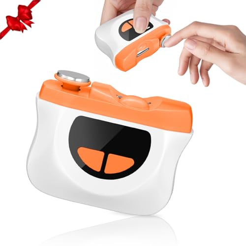 Cortauñas Eléctrico, 2025 Nuevo 3 en 1 Cortaúñas Automático y Pulidor, 3 velocidades Cortauñas Eléctrica Ajustable Automático con Luz LED y Recargable por USB, para bebés, adultos y ancianos -Naranja