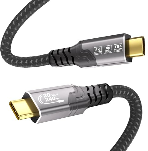 ZIKNYDO USB-C-kabel 1m, USBC 3.2 Gen 2x2, video 8K@30Hz, 4K@144Hz, PD3.1 snabbladdning 240W, 20Gbps USB-C-Cable kompatibel med Thunderbolt 4, MacBook Pro, Switch, SSD, Hub, iPhone 17/16/15
