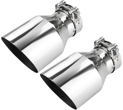 Catekro 63mm/2.5 Terminale Scarico Auto Universale, 170 mm di Lunghezza Uscita Scarico in Acciaio Inox Tubo Terminale Marmitta Sportivo per Auto Camion SUV Argento