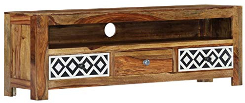 Festnight- TV-Schrank mit 3 Schubladen und einem offenen Fach TV-Lowboard Fernsehschrank Fernsehtisch 120 x 30 x 40 cm Massivholz Sheesham