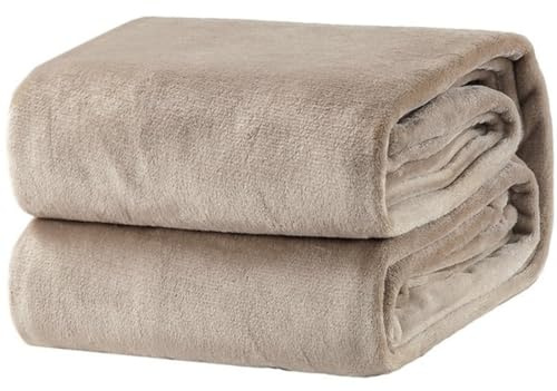 Corredocasa Plaid in Pile Tinta Unita Morbidissimo e sofficissimo Coral per Divano, Letto Qualita' Superiore (130x160 cm, Beige)
