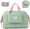 FIORETTO Foldable Weekend Bag Overnight Hospital Bag with Shoes Compartment & Wet Pocket, Water Resistant Gym Duffle Bag for Travel Holdall for Women Men Green&Pink
