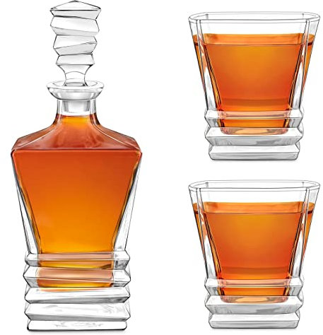 Maverton Set Caraffa per whisky 800 ml, il decanter con 2 bicchieri da