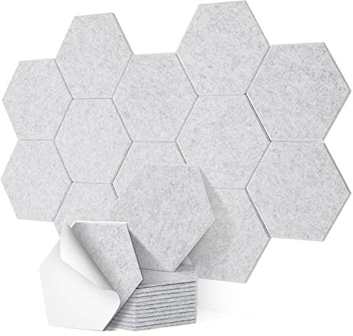 Deecam Panneau Acoustique,Hexagonal Auto-Adhésif Mousse Acoustique, Panneau Acoustique Mural Pour Studio d'Enregistrement,Bureau,Chambre à Coucher,30x26x1cm (6 Stück, Gris)
