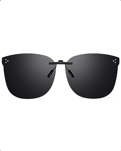 LVIOE Clip on Sunglasses Over Prescription Glasses for Men/Women, Polarised Anti-Glare Driving Glasses